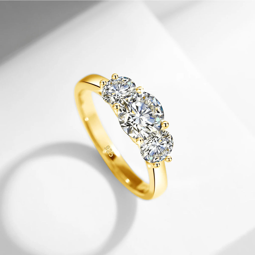 Cat Totem | 2ct Moissanite Three Stone Ring | Certified 925 Silver
