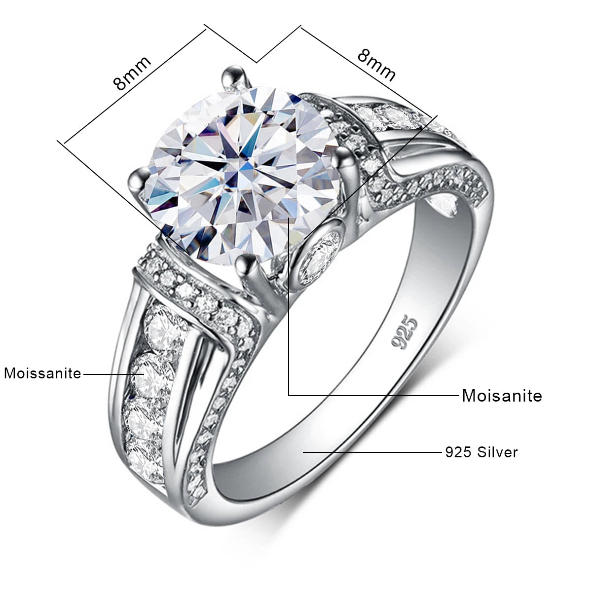 The Standard | 2ct Moissanite Solitaire Ring | Certified Solid 925 Silver