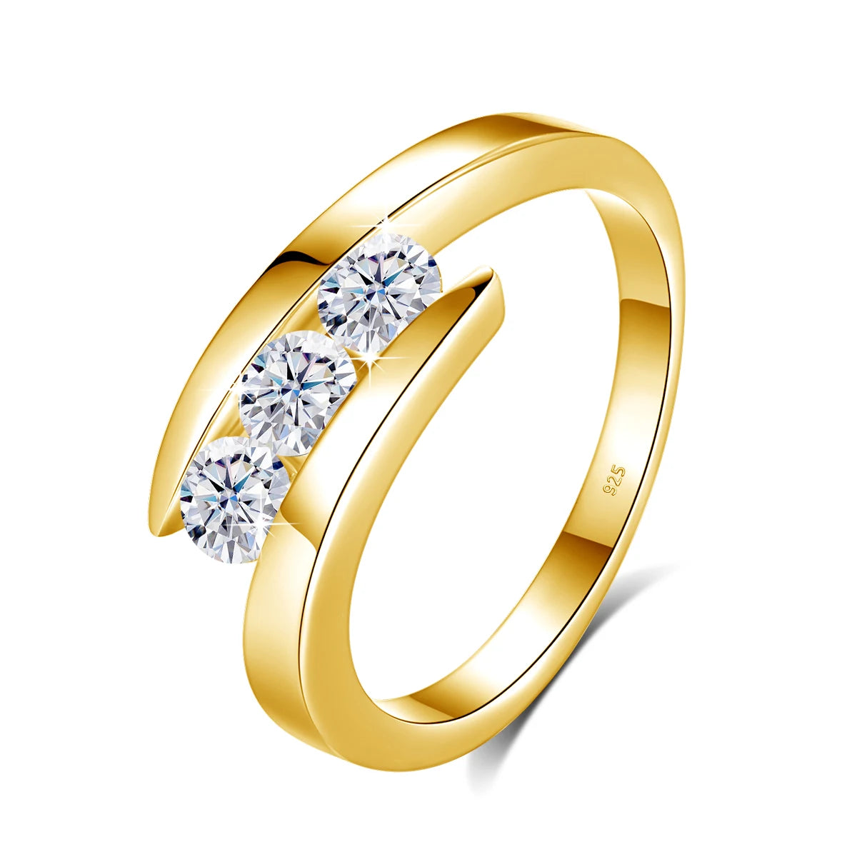 Three Stone Promise | Moissanite Three Stone Ring | Certified 925 Silver