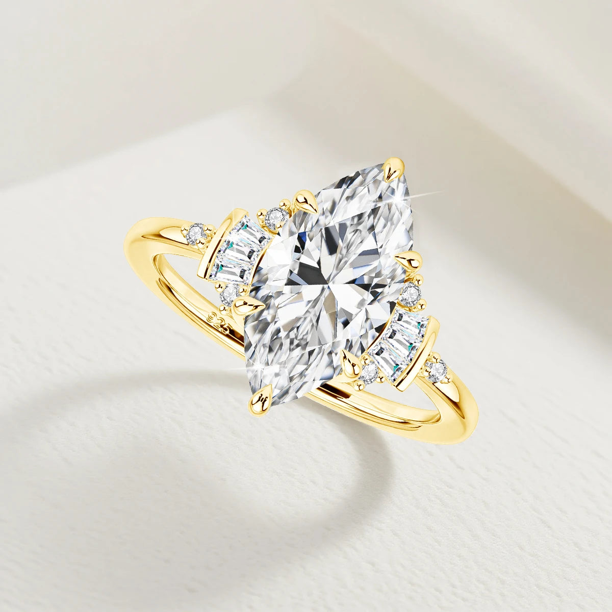 Marquise Royale | 3ct Marquise Moissanite Engagement Ring | 925 Silver