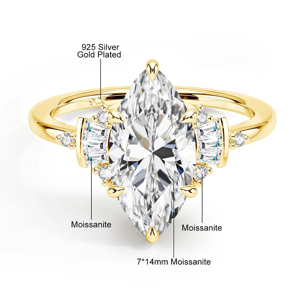 Marquise Royale | 3ct Marquise Moissanite Engagement Ring | 925 Silver