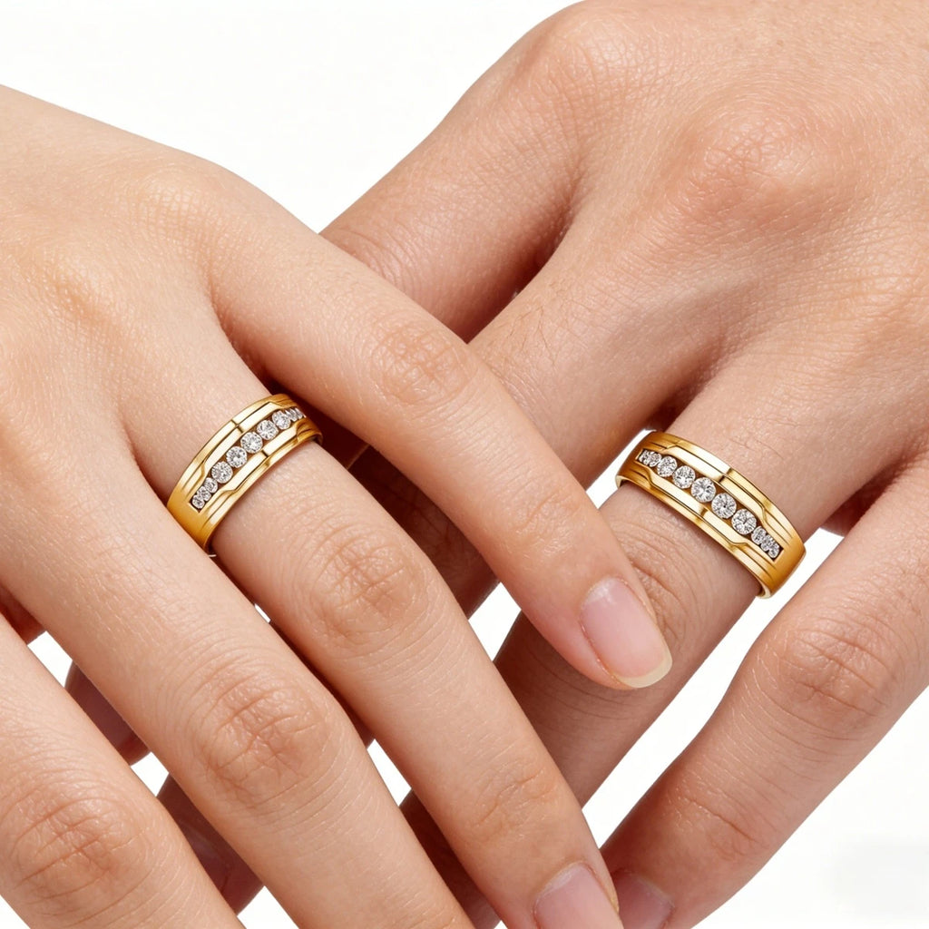 Round White | Unisex Moissanite Ring | 18K Gold over 925 Silver