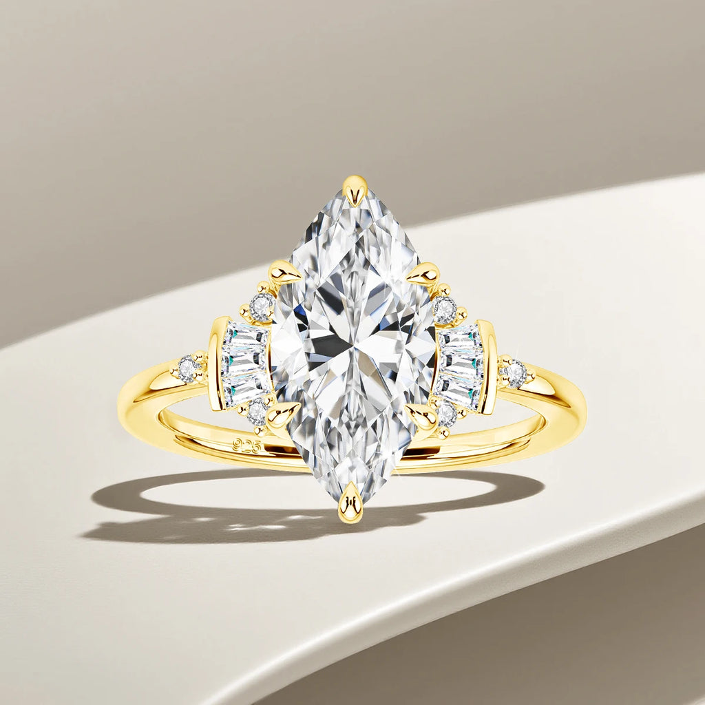 Marquise Royale | 3ct Marquise Moissanite Engagement Ring | 925 Silver