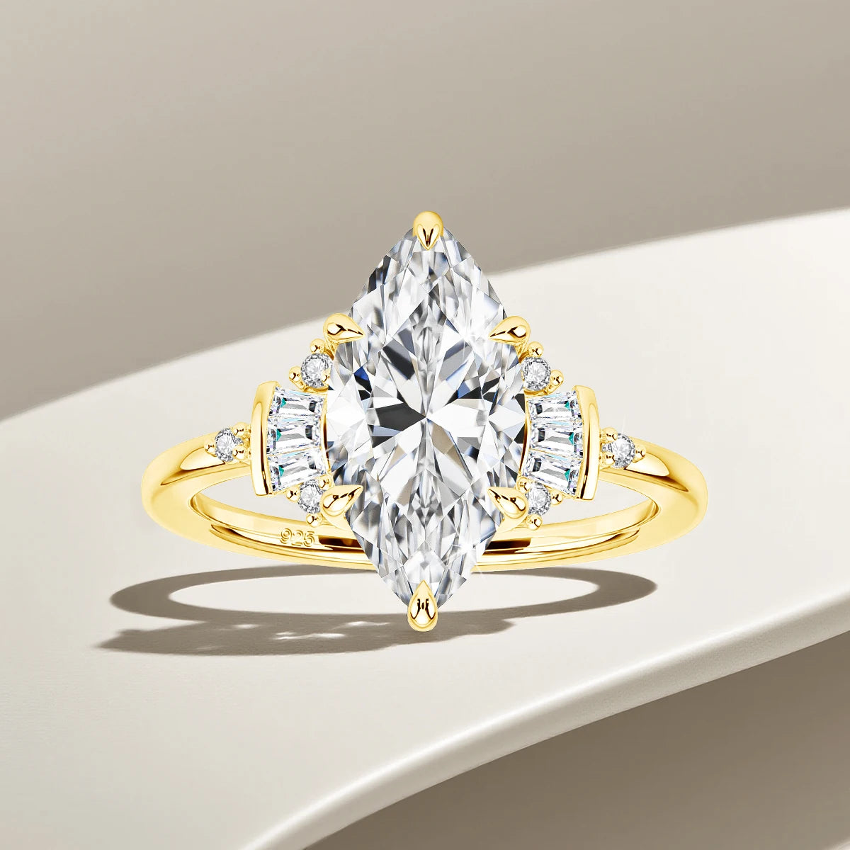 Marquise Royale | 3ct Marquise Moissanite Engagement Ring | 925 Silver