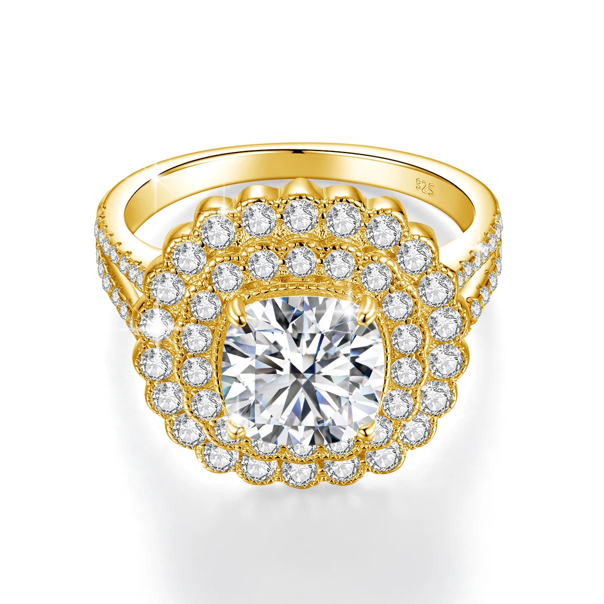 Halo Noir | Large Moissanite Halo Ring | 925 Sterling Silver