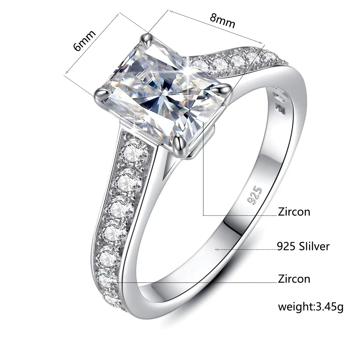 Emerald Gold | 2ct Emerald Cut Moissanite Ring | Yellow Gold over 925