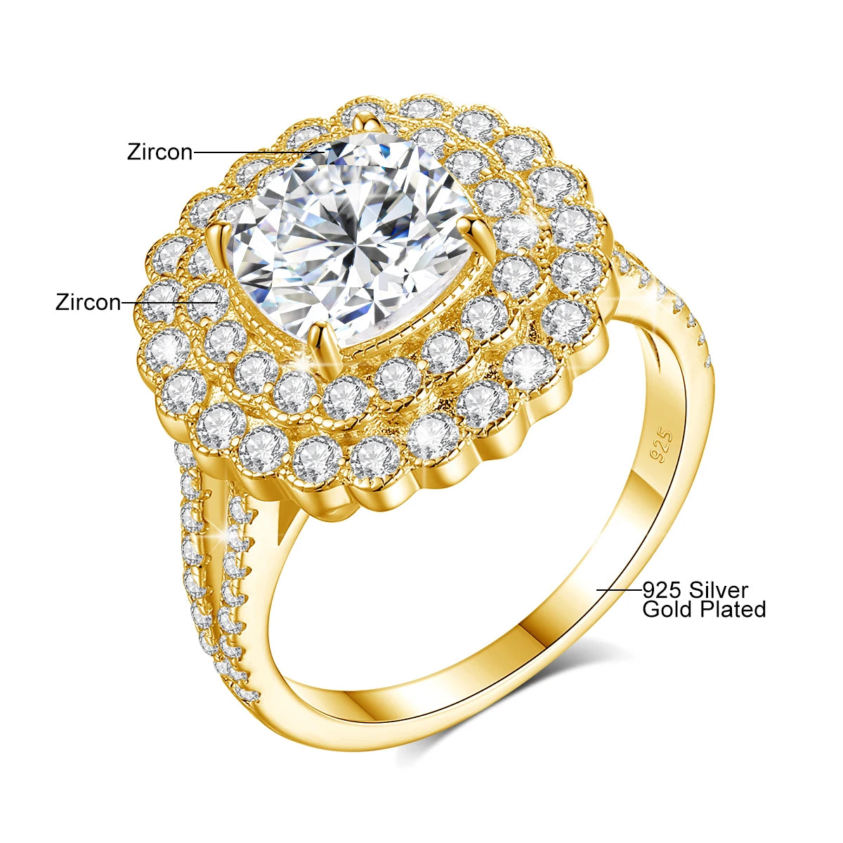 Halo Noir | Large Moissanite Halo Ring | 925 Sterling Silver