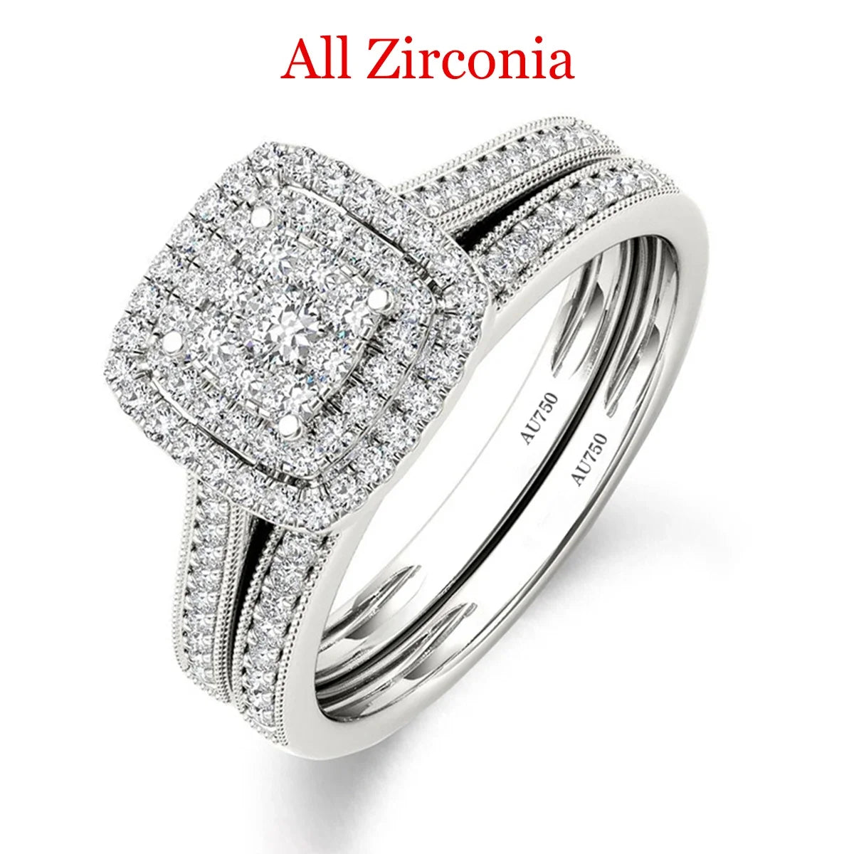 Golden Hour Bridal Set | 2 Piece Moissanite Ring Set | Gold over 925 Silver