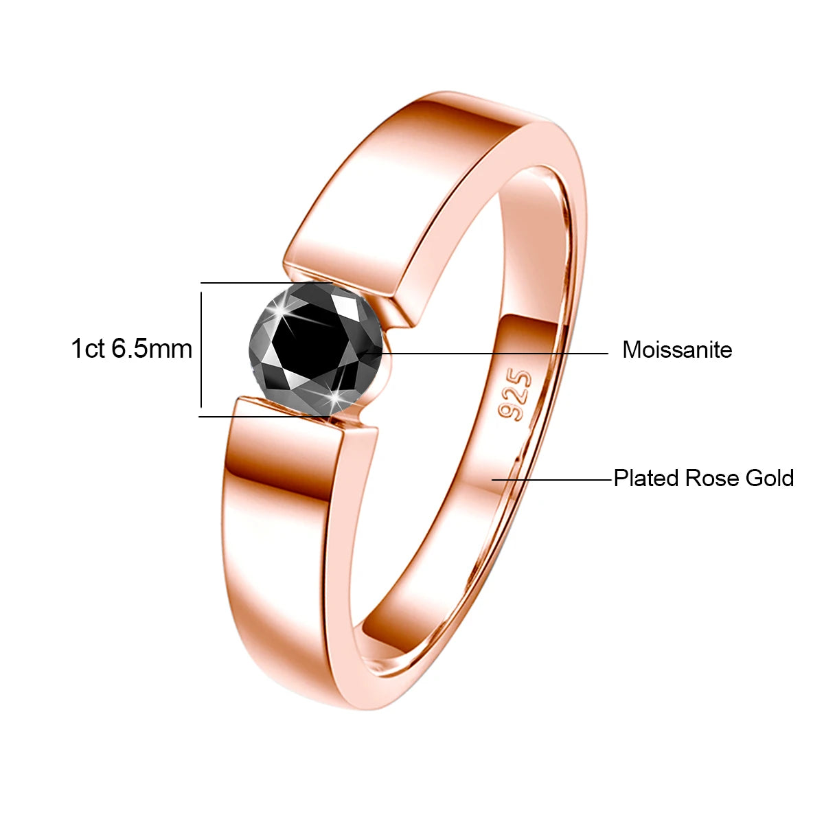 Round Cut Classic | 0.5 to 1ct Men's Moissanite Ring | Solid 925 Silver