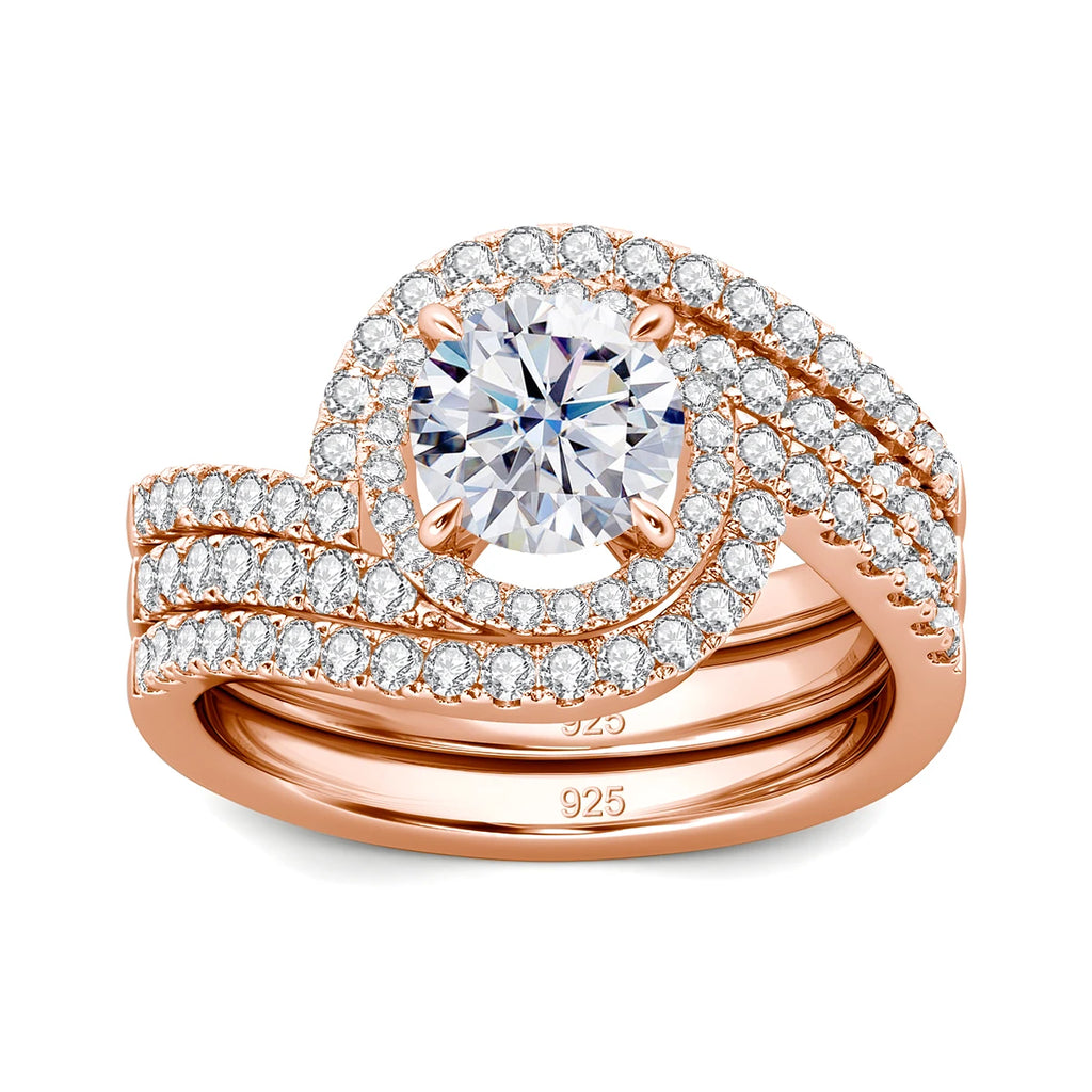 Gilded Pair | 2 Piece Moissanite Ring Set, 2ct | Gold over 925 Silver