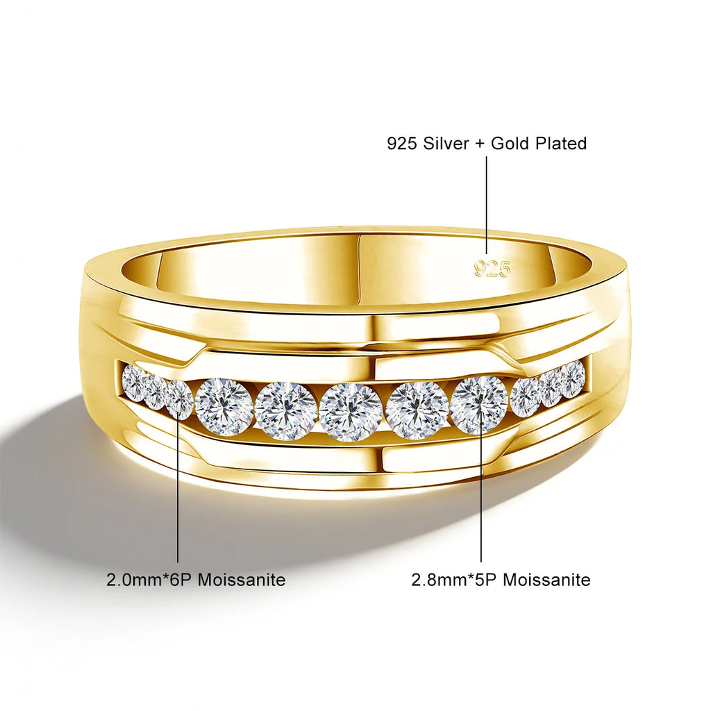 Round White | Unisex Moissanite Ring | 18K Gold over 925 Silver