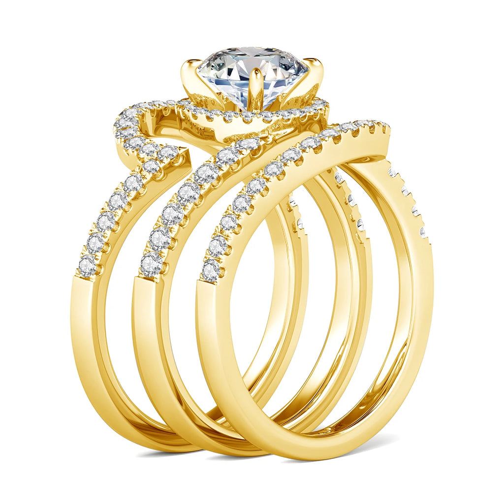 Gilded Pair | 2 Piece Moissanite Ring Set, 2ct | Gold over 925 Silver