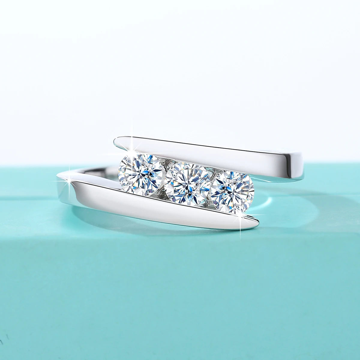 Three Stone Promise | Moissanite Three Stone Ring | Certified 925 Silver