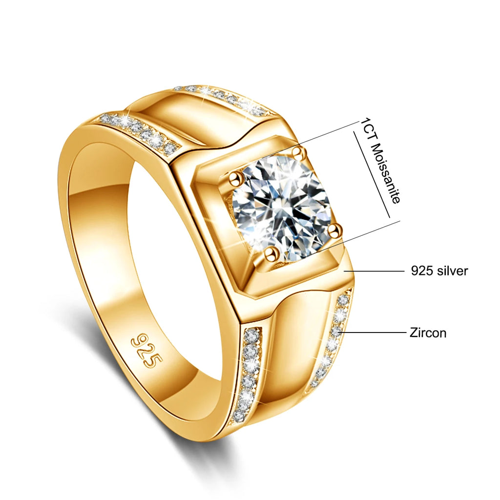 Band of Ice | Men's Moissanite Wedding Band | Solid 925 Sterling Silver