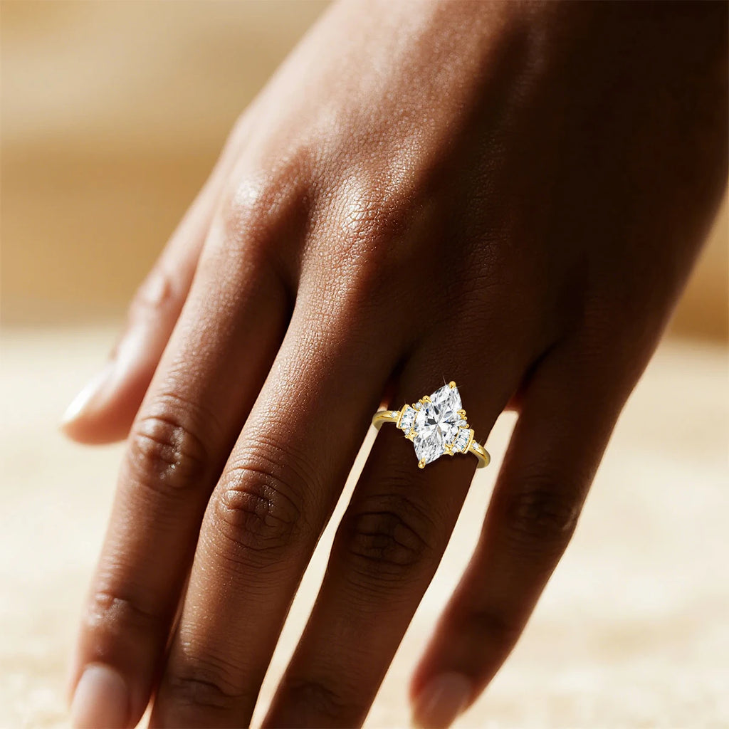 Marquise Royale | 3ct Marquise Moissanite Engagement Ring | 925 Silver