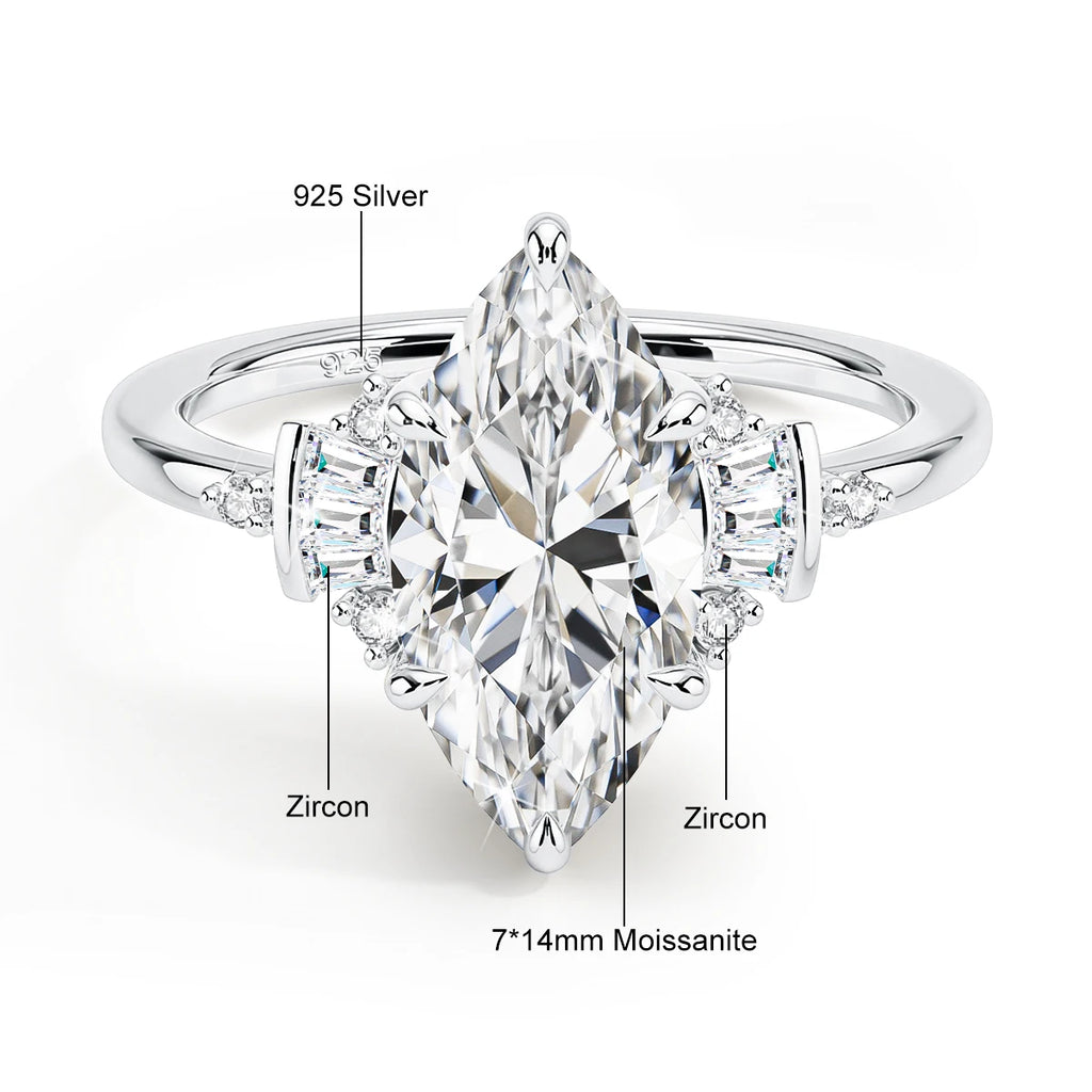 Marquise Royale | 3ct Marquise Moissanite Engagement Ring | 925 Silver
