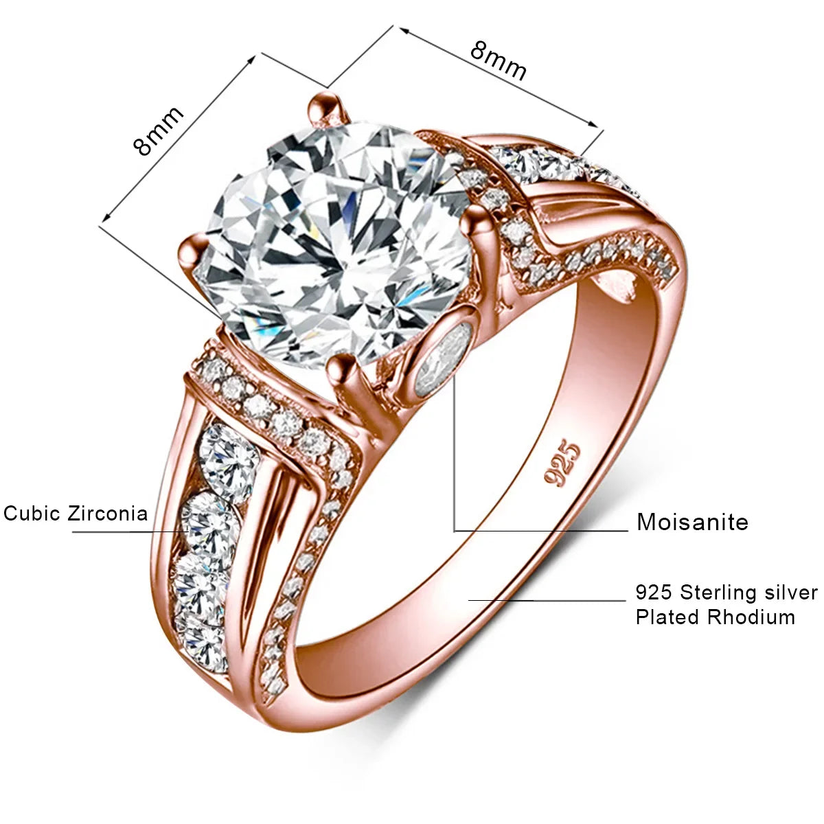 Two Carat Muse | 2ct Moissanite Ring for Women | Solid 925 Silver