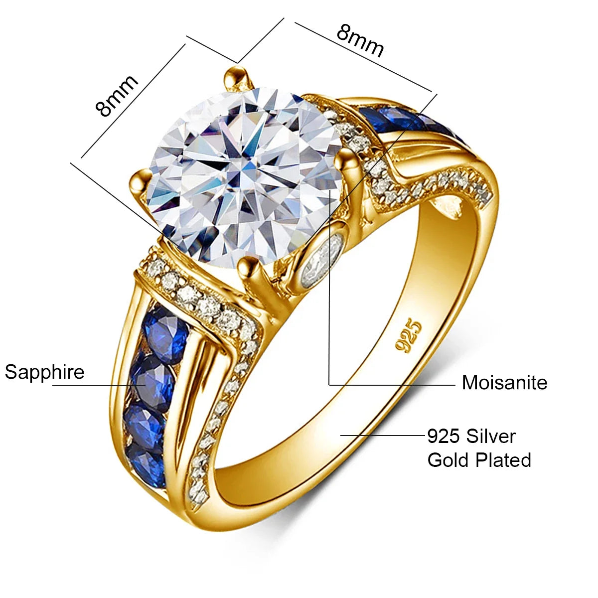 The Standard | 2ct Moissanite Solitaire Ring | Certified Solid 925 Silver