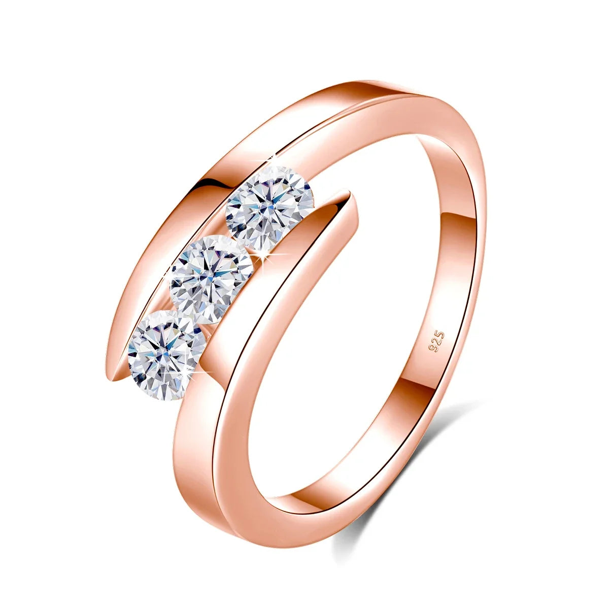 Three Stone Promise | Moissanite Three Stone Ring | Certified 925 Silver
