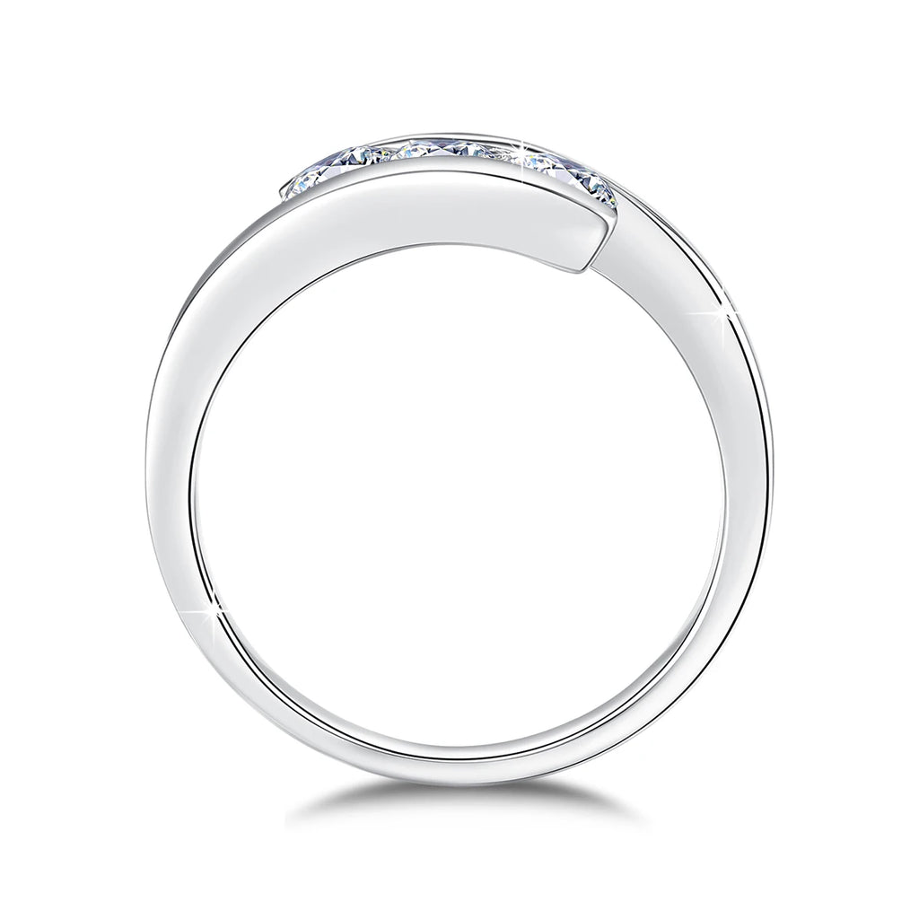 Three Stone Promise | Moissanite Three Stone Ring | Certified 925 Silver
