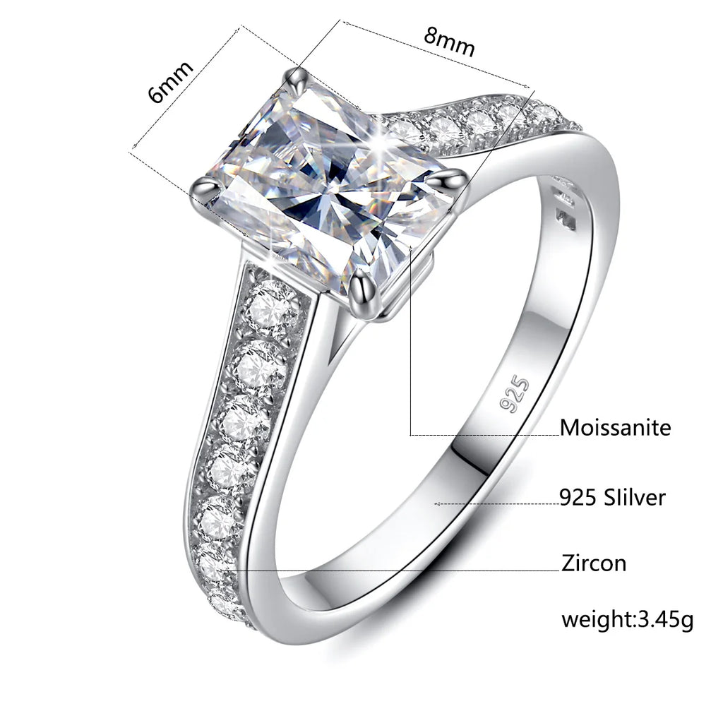 Emerald Gold | 2ct Emerald Cut Moissanite Ring | Yellow Gold over 925