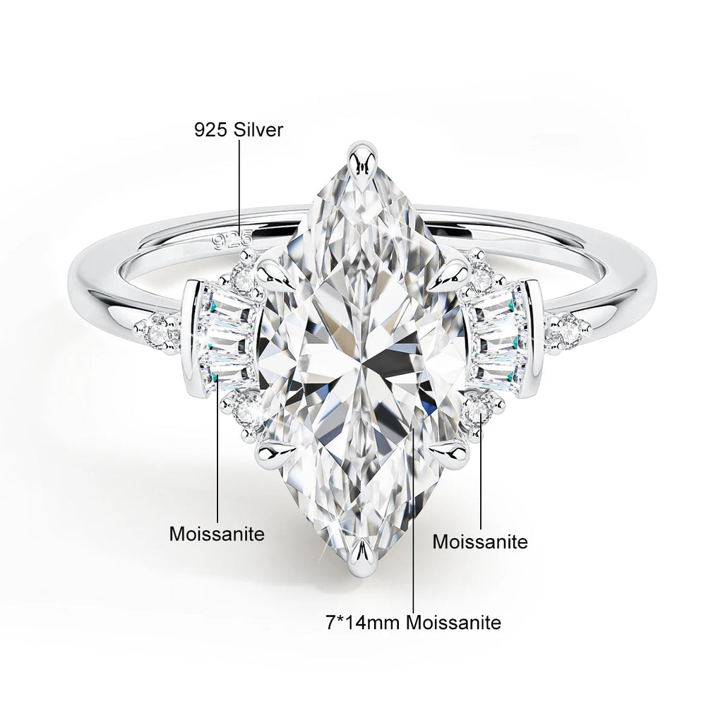Marquise Royale | 3ct Marquise Moissanite Engagement Ring | 925 Silver