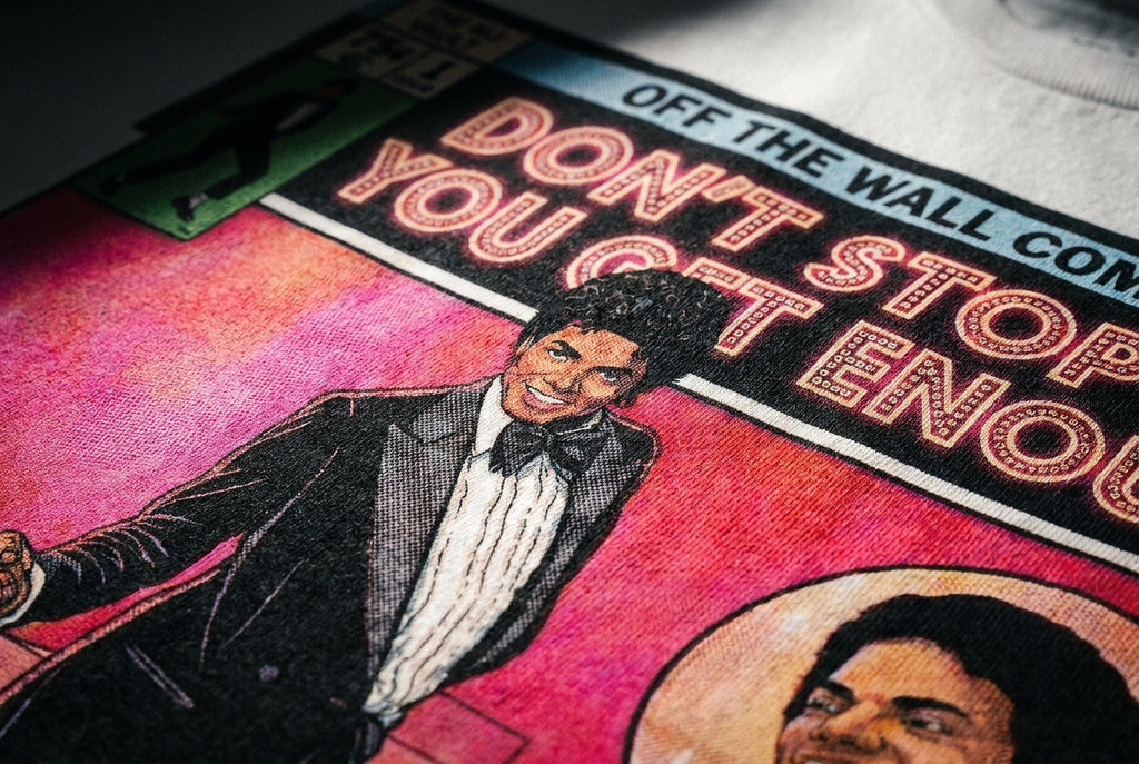 MJ Off The Wall Don't Stop Til You Get Enough Tee - macro detail white