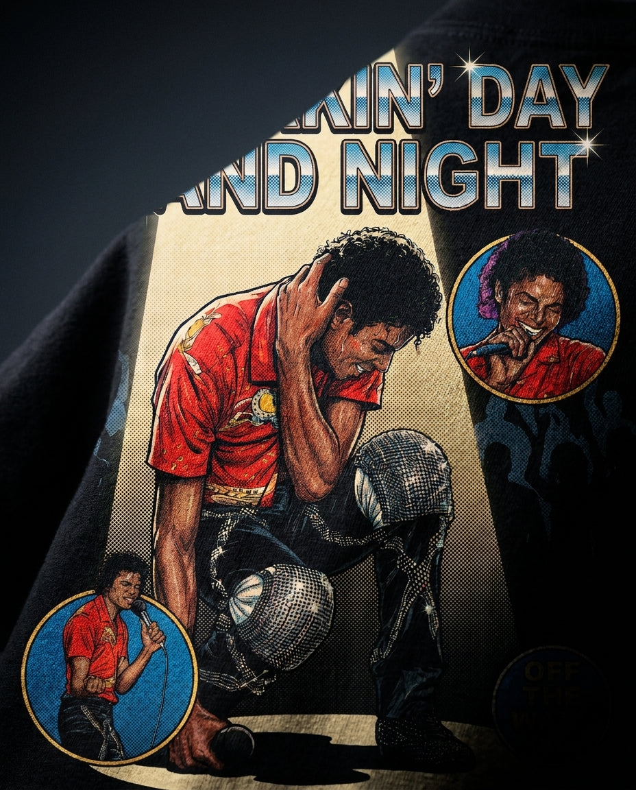 MJ Off The Wall Workin' Day and Night Tee - macro detail