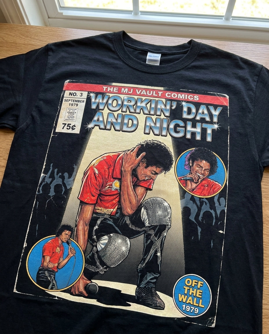 MJ Off The Wall Workin' Day and Night Tee - close-up