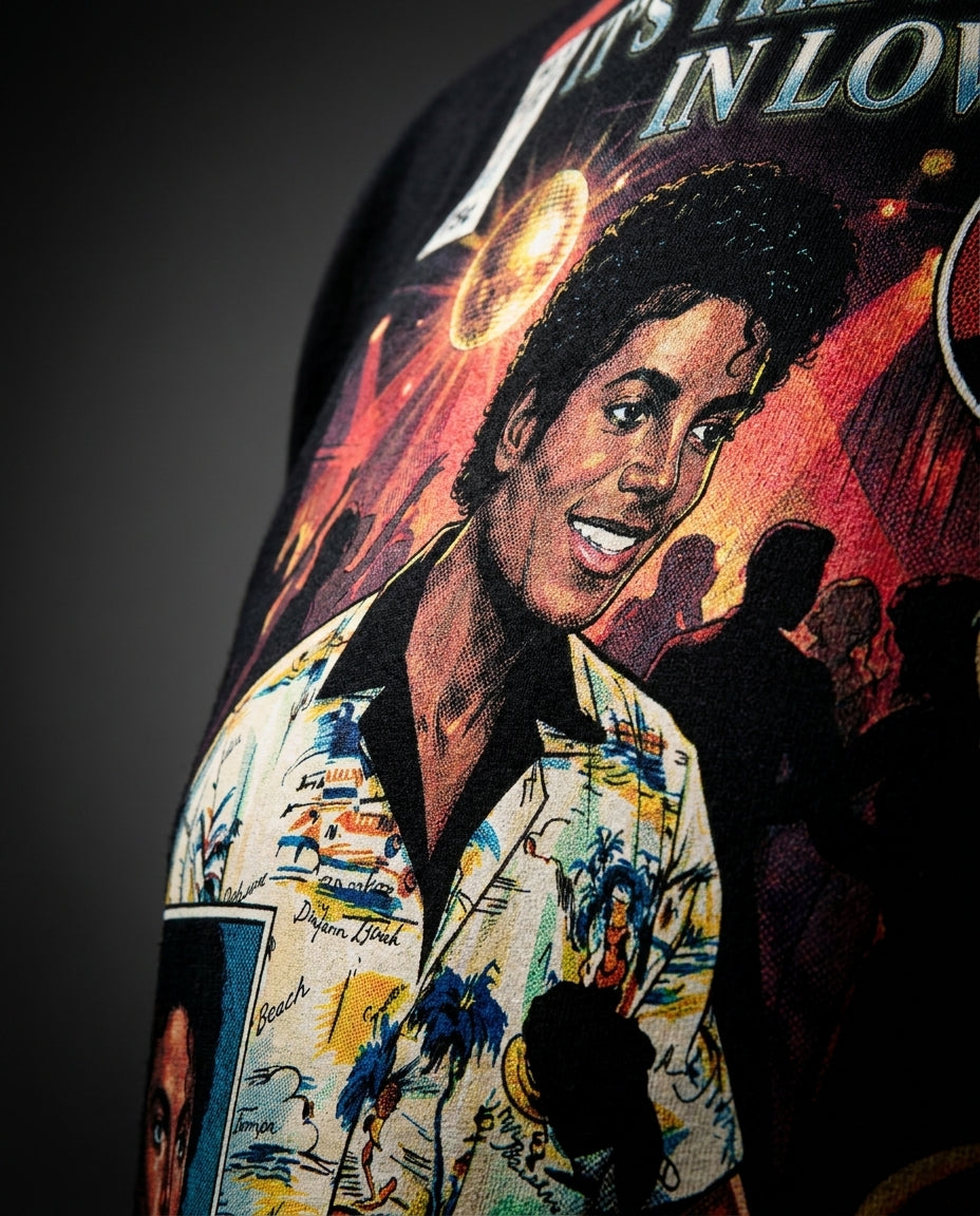 MJ Off The Wall It's the Falling in Love Tee - macro detail