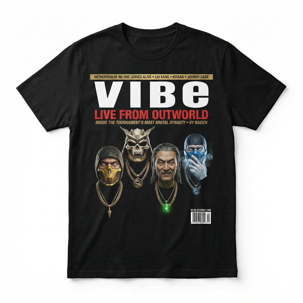 Mortal Kombat VIBE Magazine Tee — front mockup