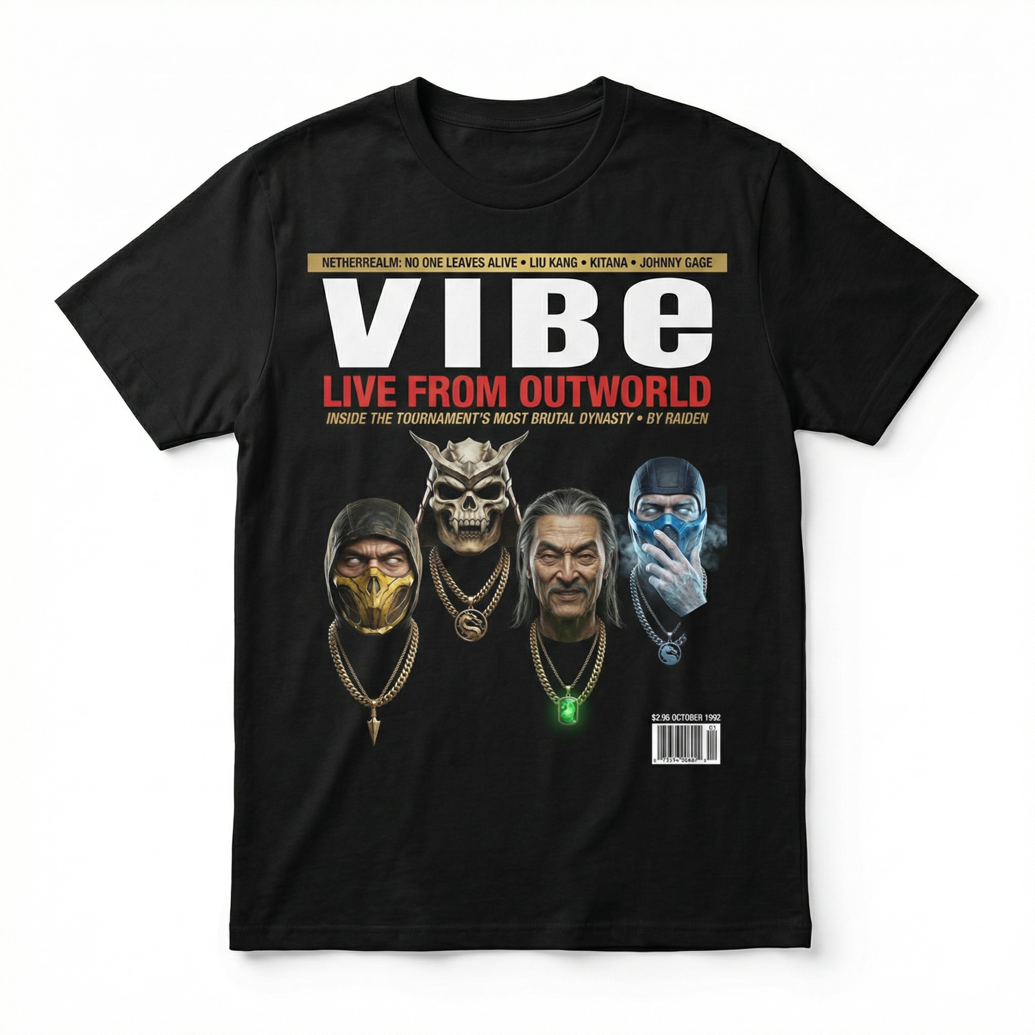 Mortal Kombat VIBE Magazine Tee — front mockup