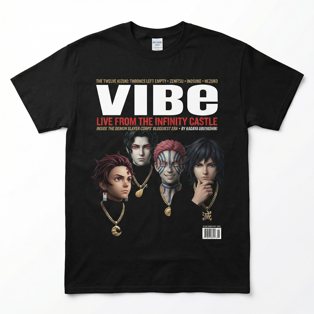 Demon Slayer VIBE Magazine Tee — front mockup