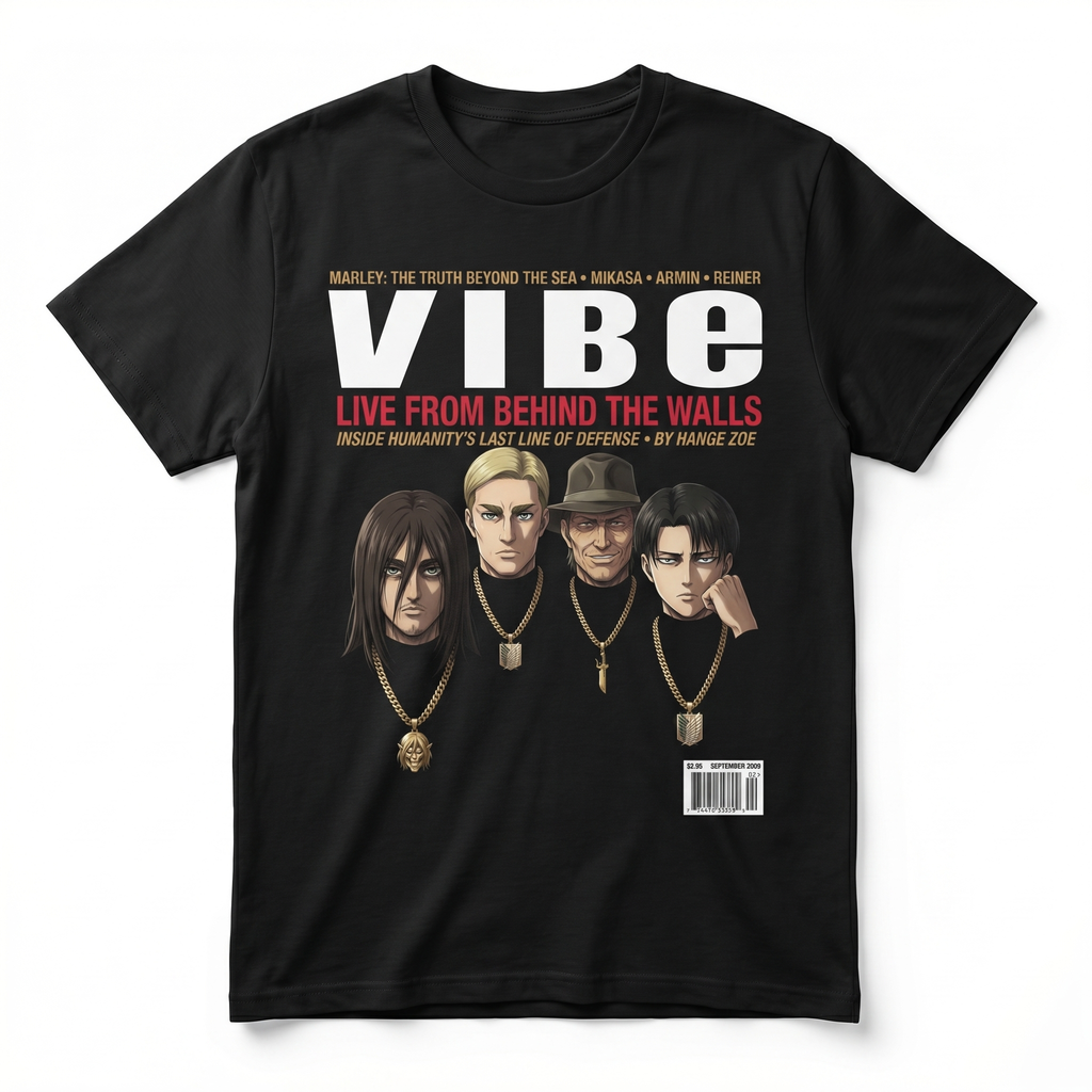 Attack on Titan VIBE Magazine Tee — front mockup