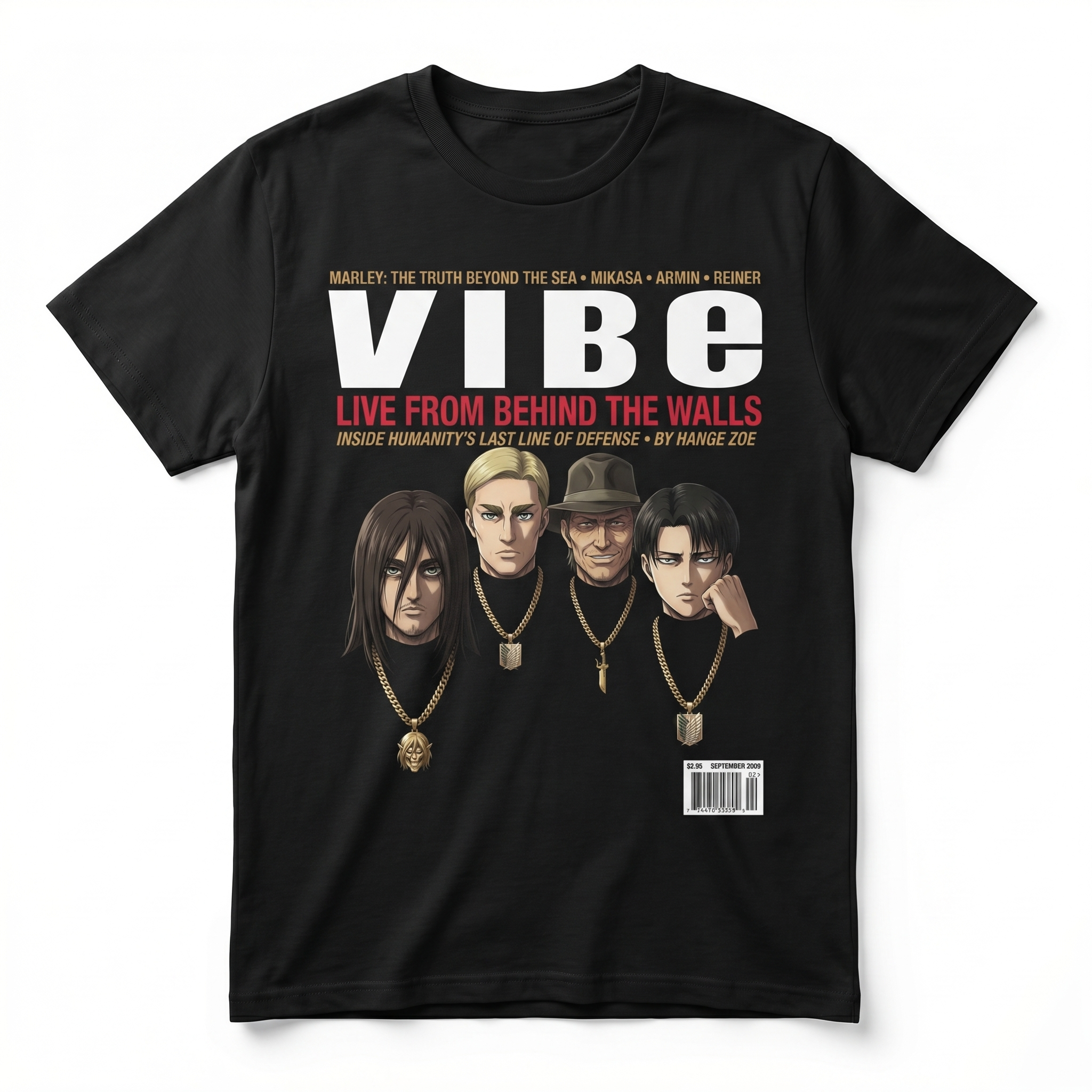 Attack on Titan VIBE Magazine Tee — front mockup