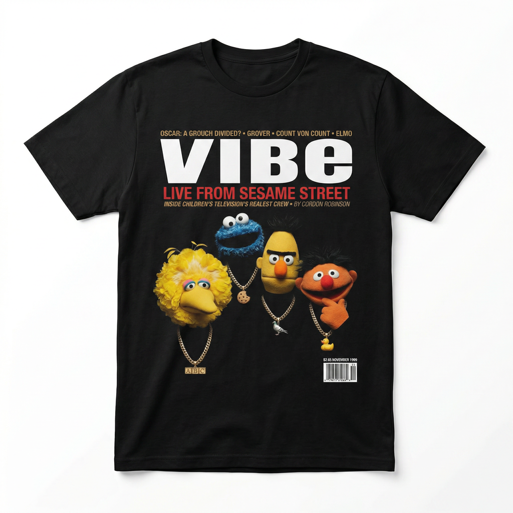 Sesame Street VIBE Magazine Tee — front mockup