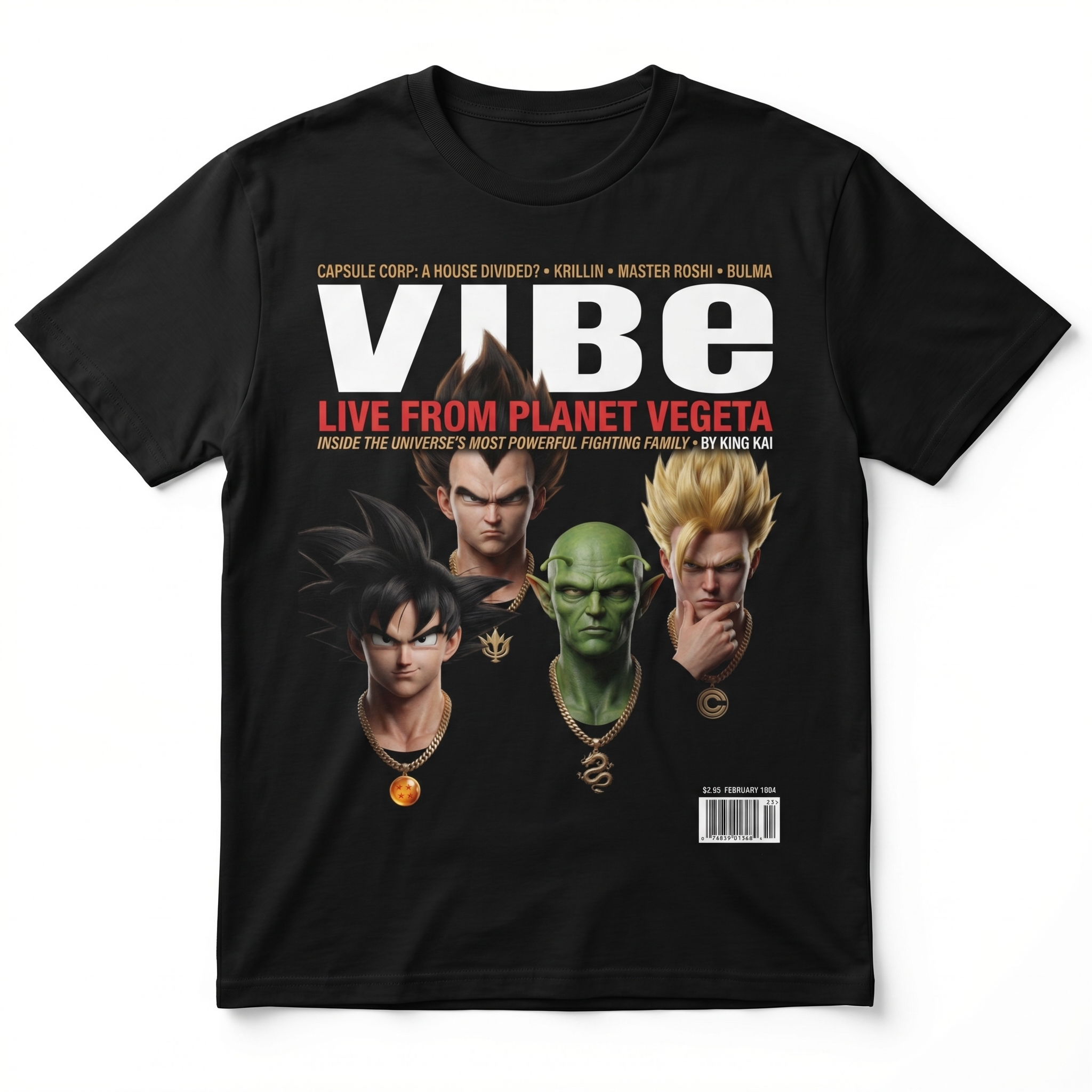 Dragon Ball Z VIBE Magazine Tee — front mockup