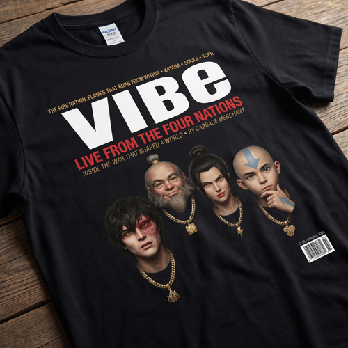Avatar Last Airbender VIBE Magazine Tee — flat mockup