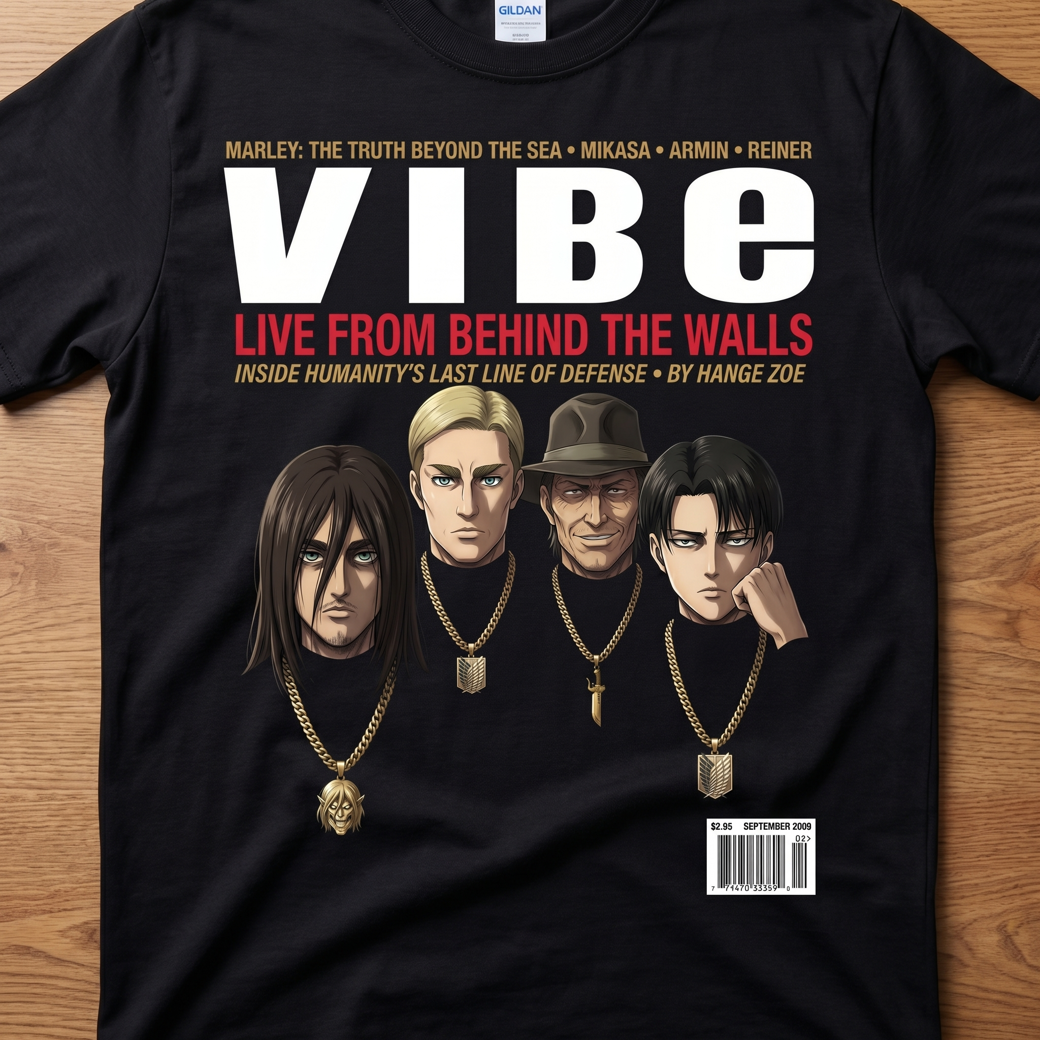 Attack on Titan VIBE Magazine Tee — flat mockup