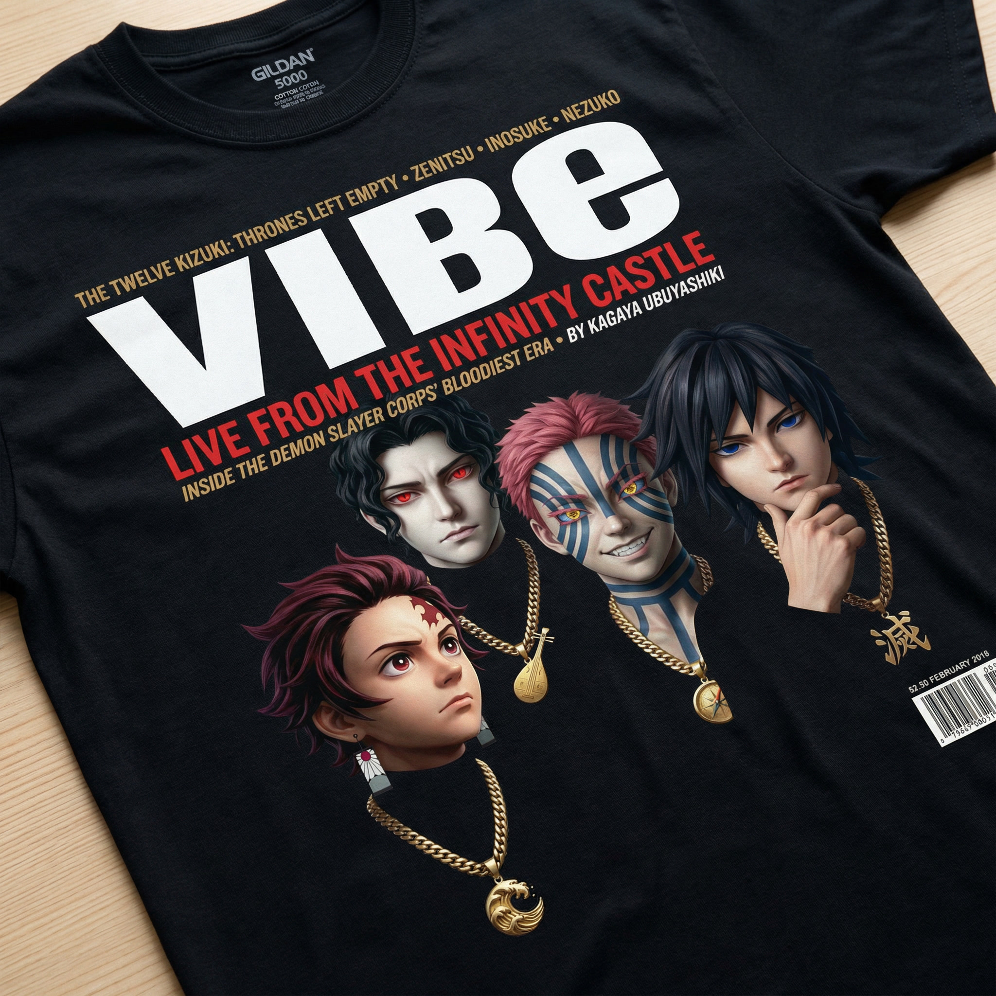 Demon Slayer VIBE Magazine Tee — flat mockup