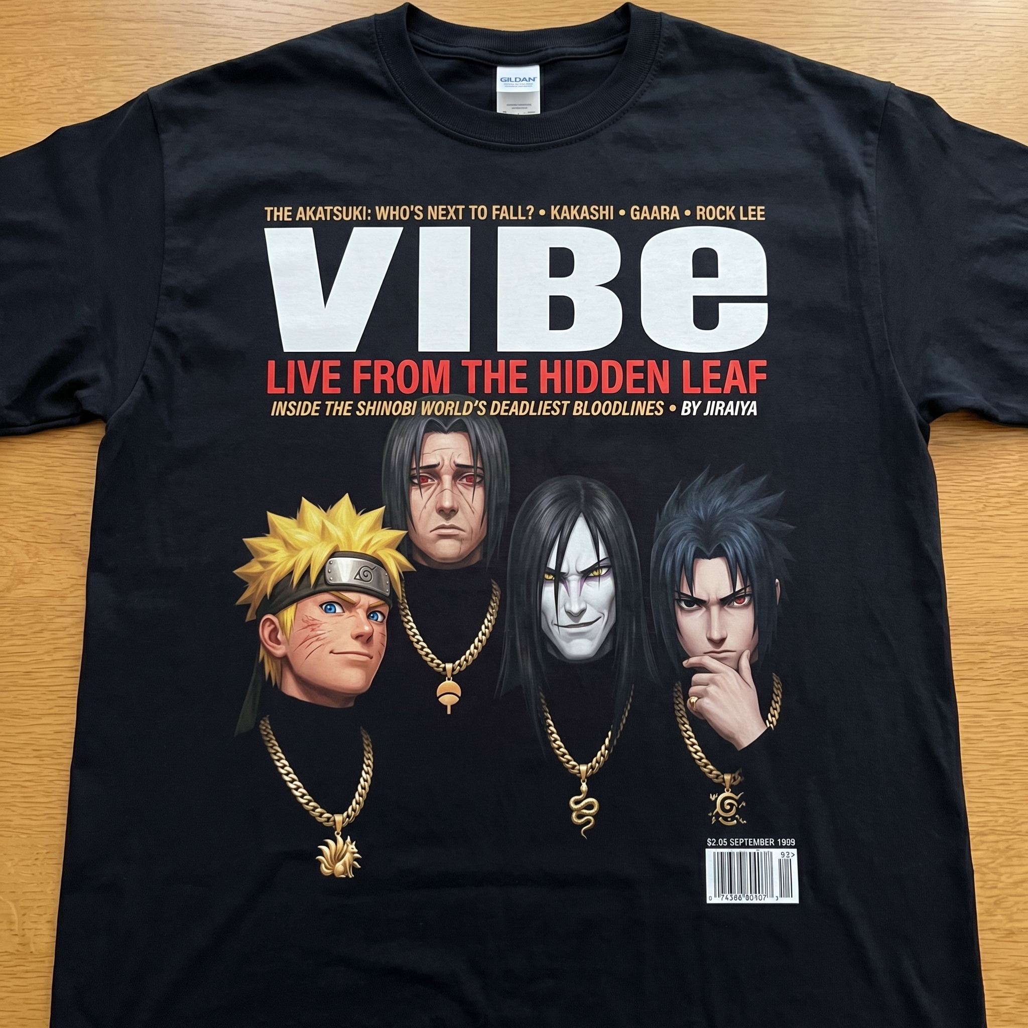Naruto VIBE Magazine Tee — flat mockup