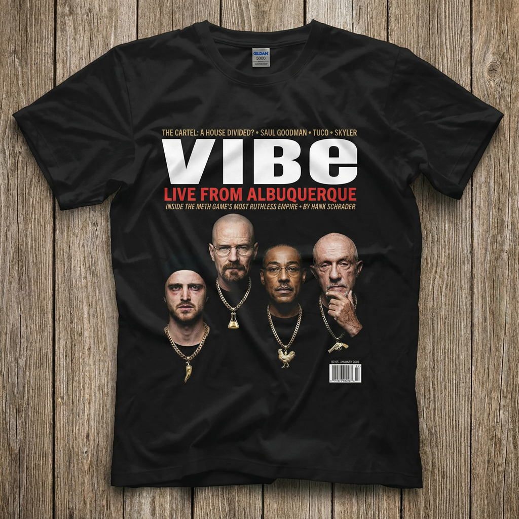 Breaking Bad VIBE Magazine Tee — flat mockup
