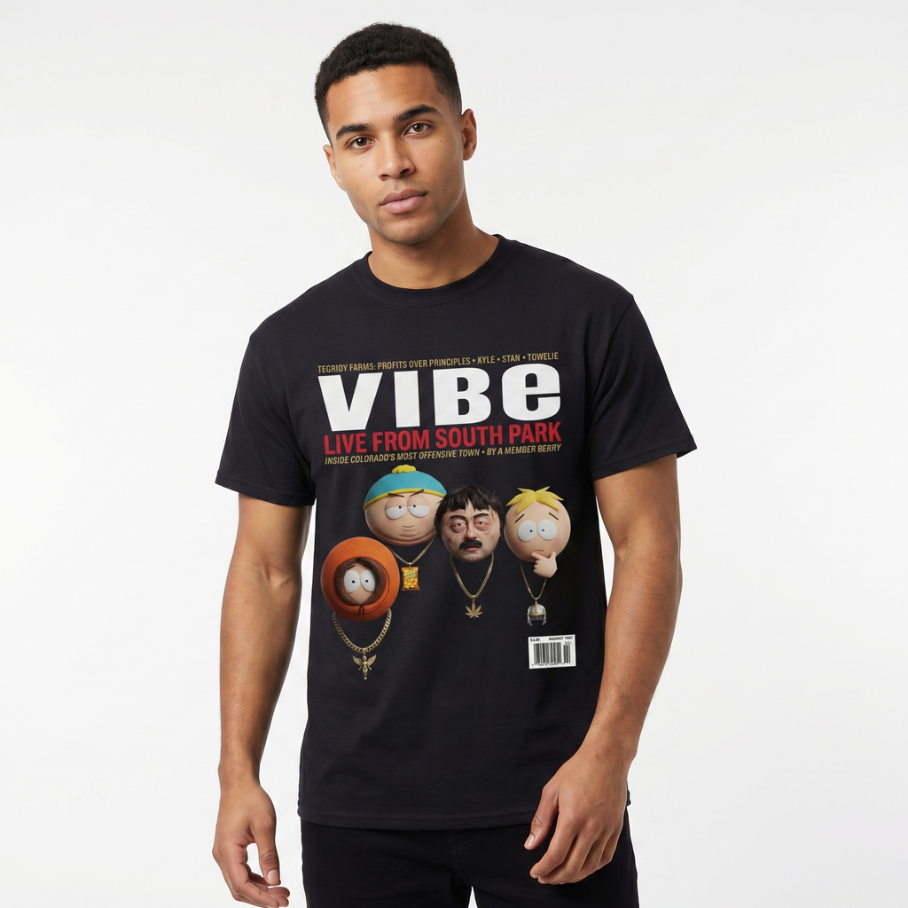 South Park VIBE Magazine Tee — model mockup
