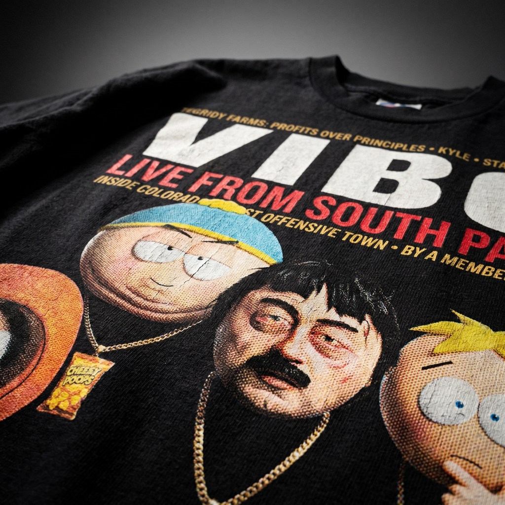South Park VIBE Magazine Tee — closeup mockup