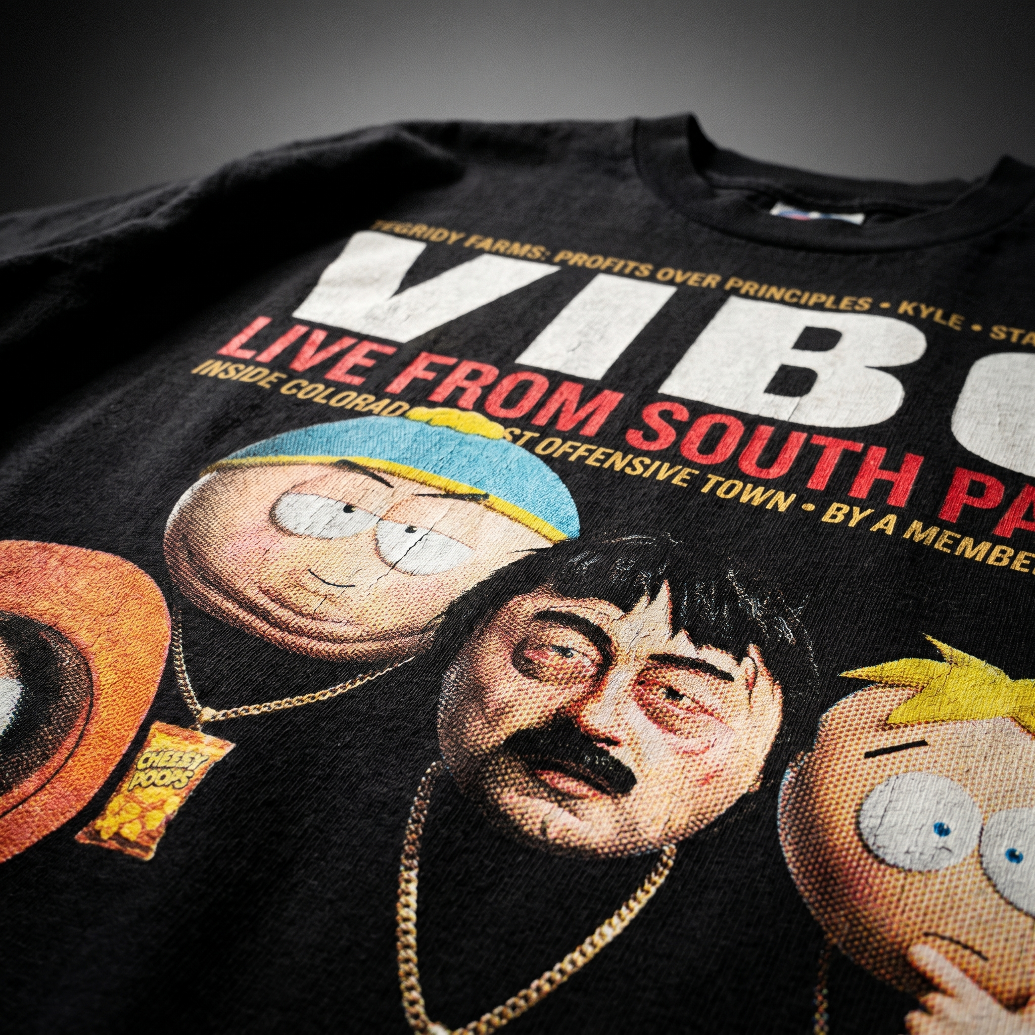 South Park VIBE Magazine Tee — closeup mockup