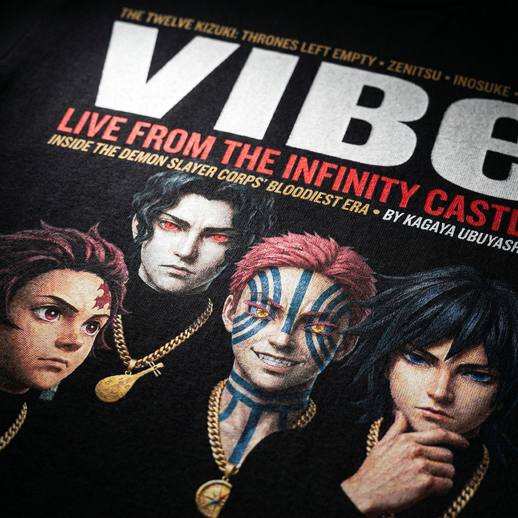 Demon Slayer VIBE Magazine Tee — closeup mockup