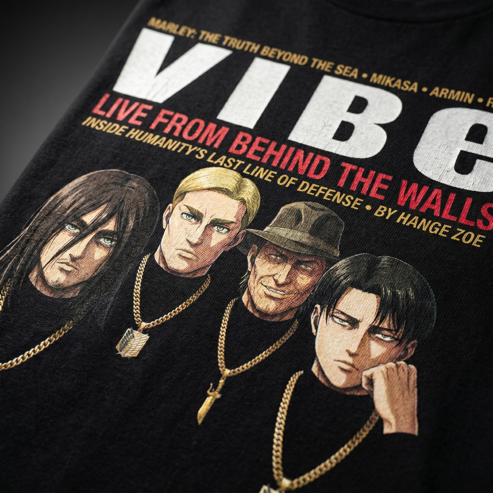 Attack on Titan VIBE Magazine Tee — closeup mockup