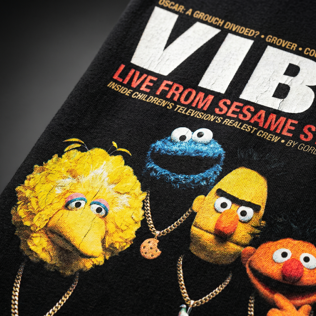 Sesame Street VIBE Magazine Tee — closeup mockup