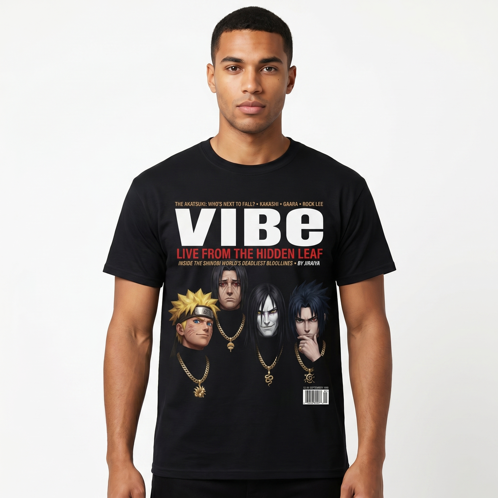 Naruto VIBE Magazine Tee — model mockup