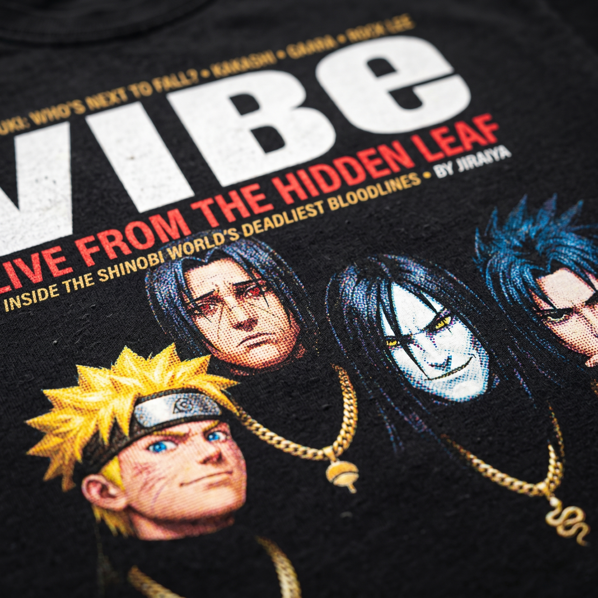 Naruto VIBE Magazine Tee — closeup mockup